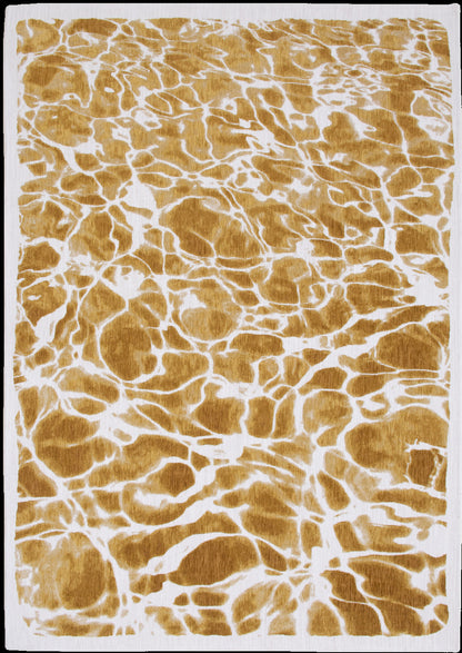 3' X 5' Yellow and Brown Abstract Non Skid Area Rug