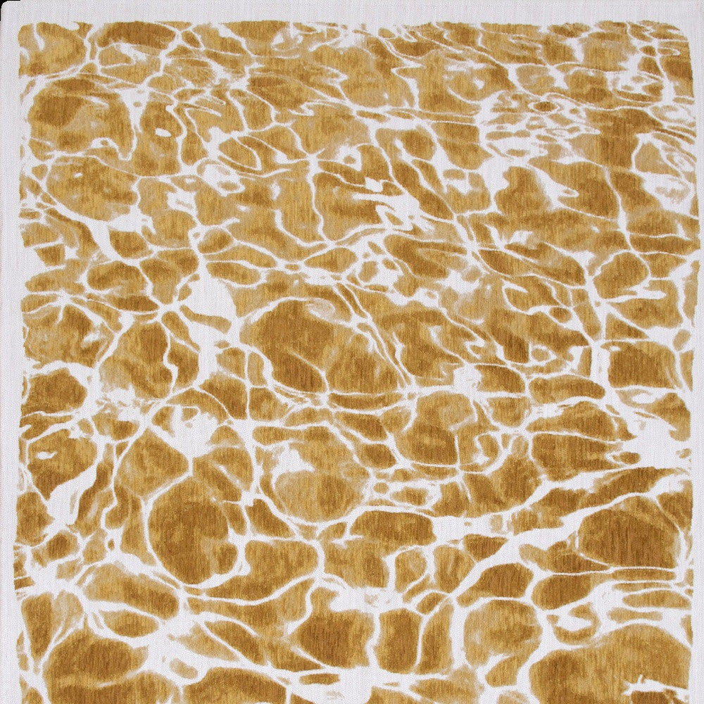 10' Yellow and Brown Abstract Non Skid Area Rug