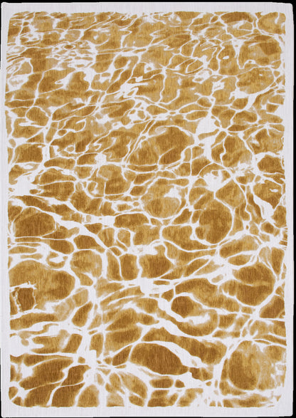 5' X 7' Yellow and Brown Abstract Non Skid Area Rug