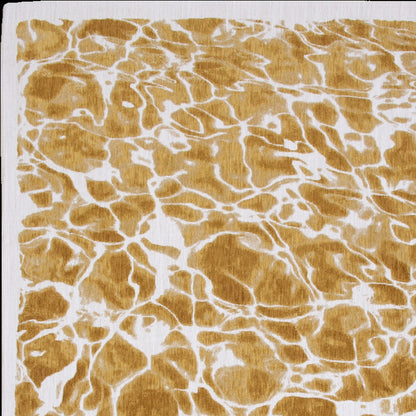 8' Yellow and Brown Round Abstract Non Skid Area Rug