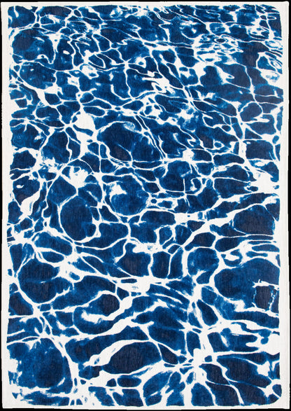 10' Blue and White Abstract Non Skid Area Rug