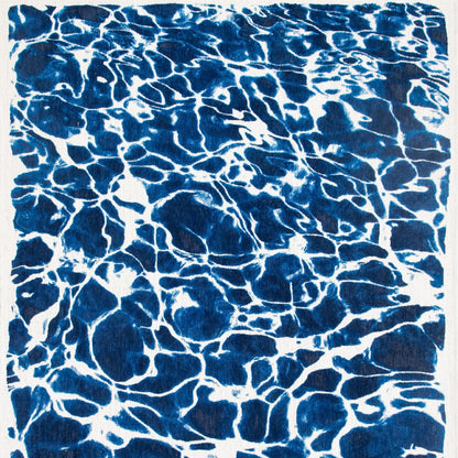 10' Blue and White Abstract Non Skid Area Rug