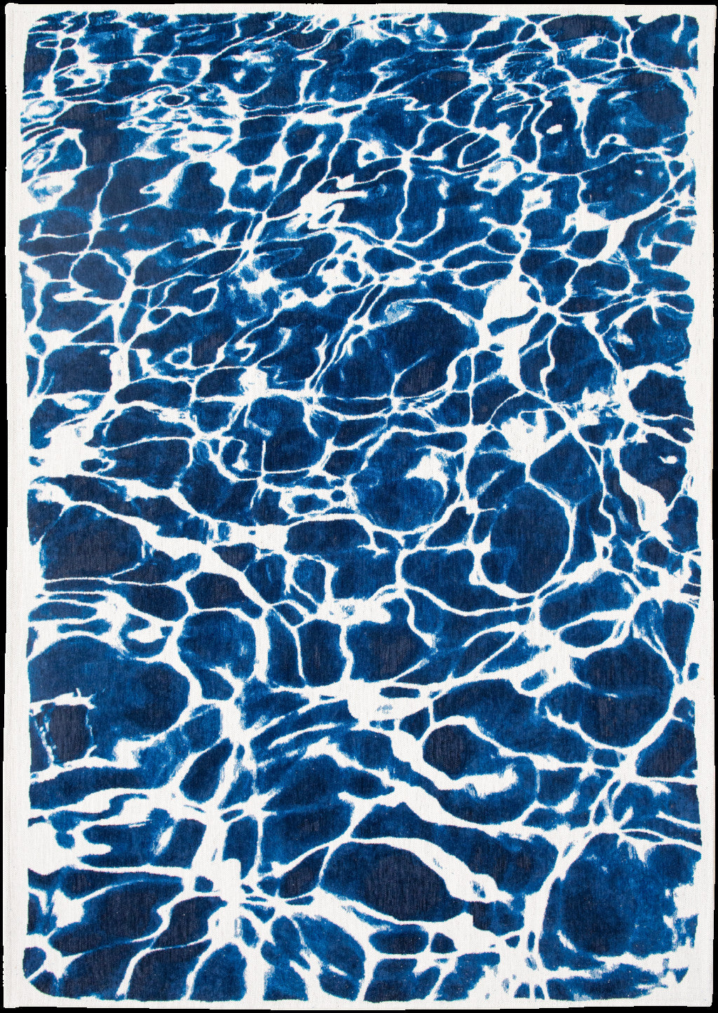 5' X 7' Blue and White Abstract Non Skid Area Rug