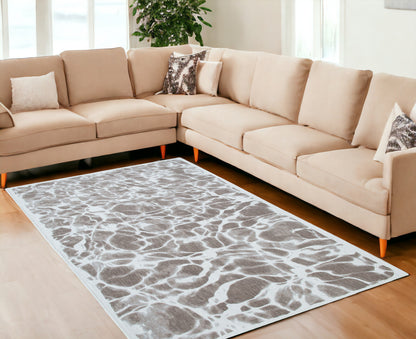 7' X 9' Gray Abstract Non Skid Area Rug