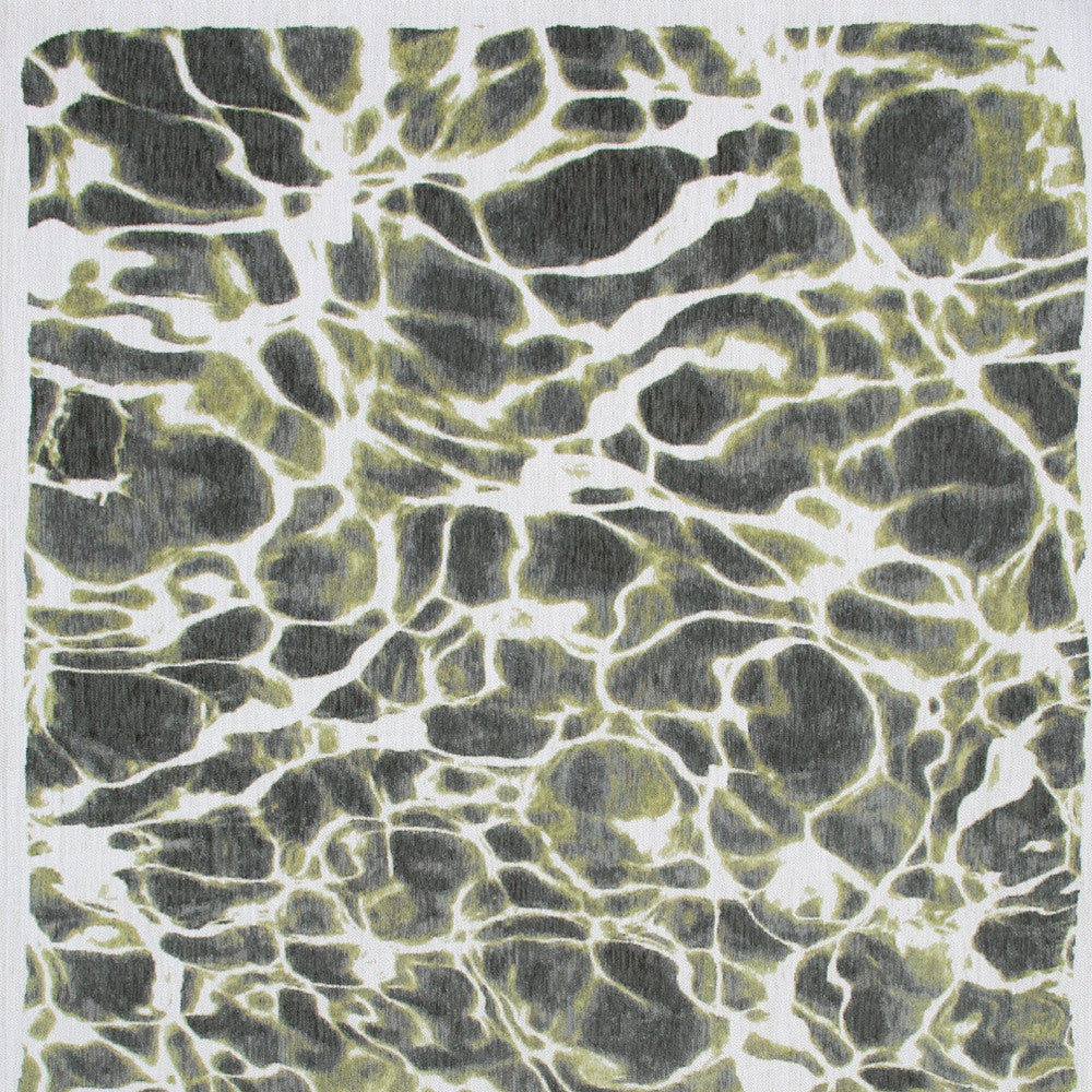 10' Green and White Abstract Non Skid Area Rug