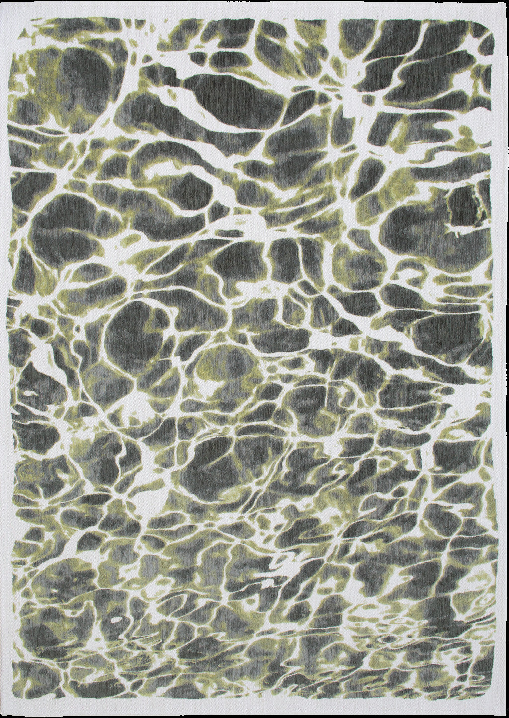 5' X 7' Green and White Abstract Non Skid Area Rug