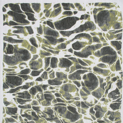 7' X 9' Green and White Abstract Non Skid Area Rug