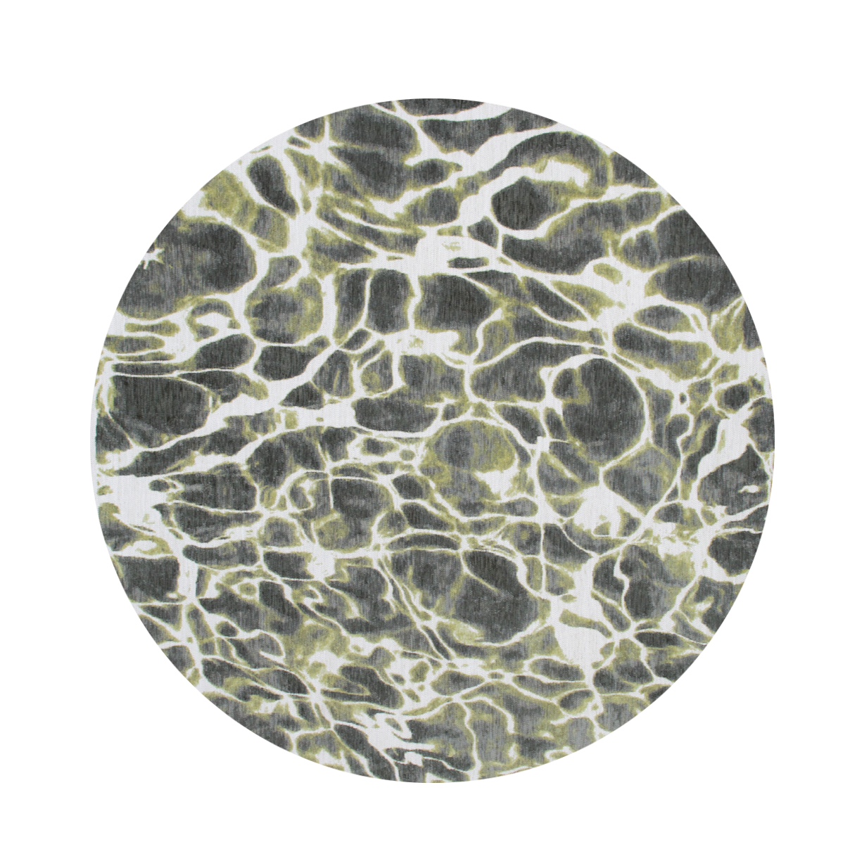 5' Green and White Round Abstract Non Skid Area Rug