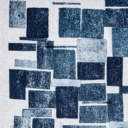 3' X 5' Blue and White Geometric Non Skid Area Rug