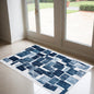 3' X 5' Blue and White Geometric Non Skid Area Rug