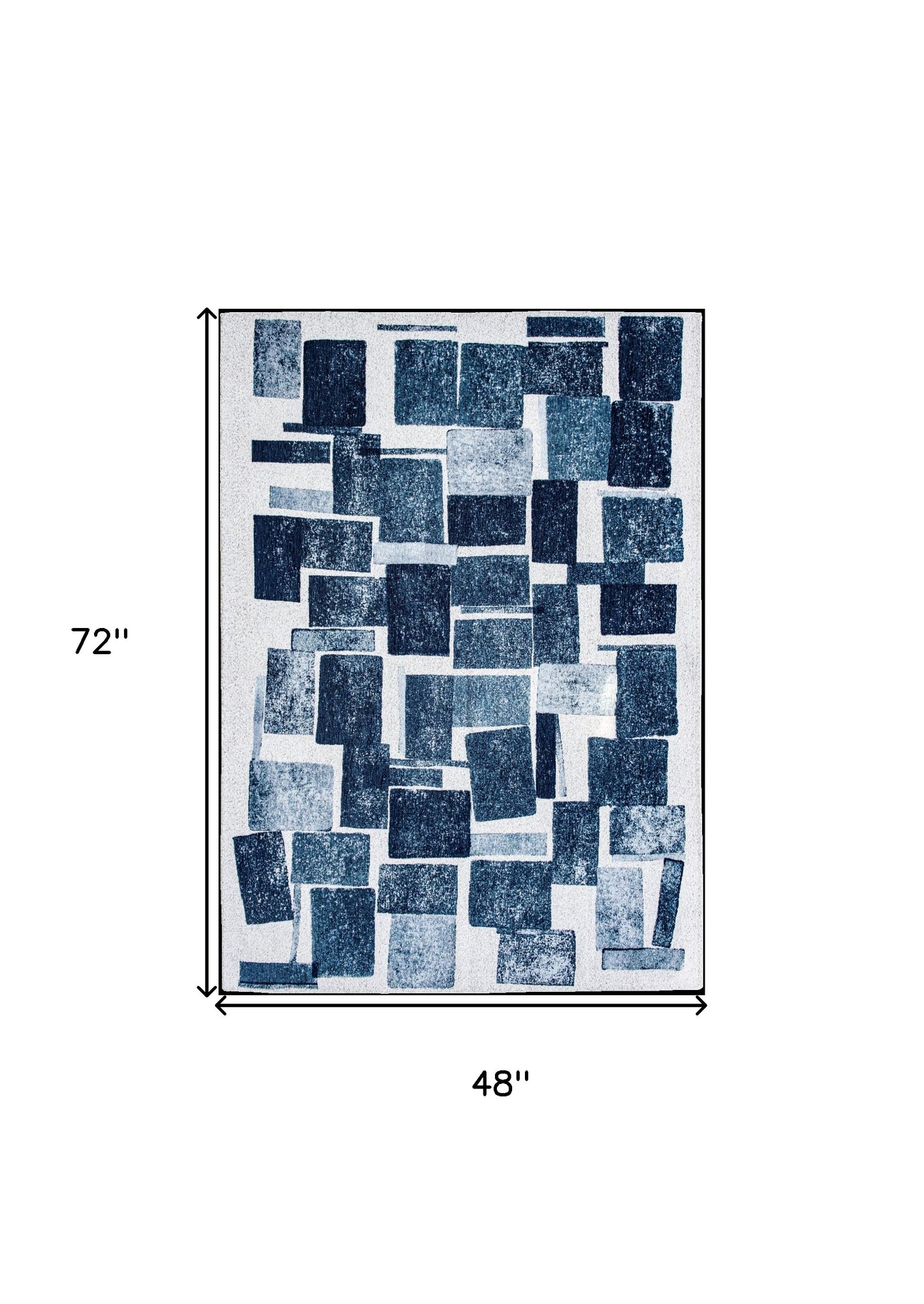 5' X 7' Blue and White Geometric Non Skid Area Rug