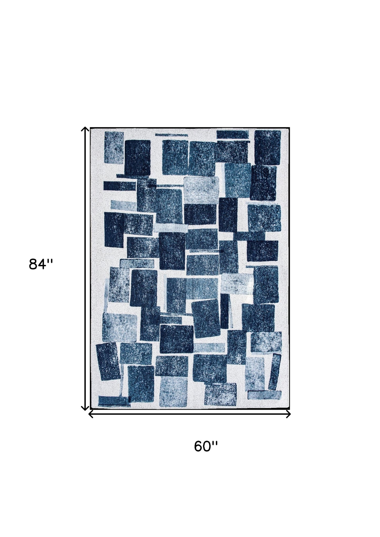 6' X 8' Blue and White Geometric Non Skid Area Rug