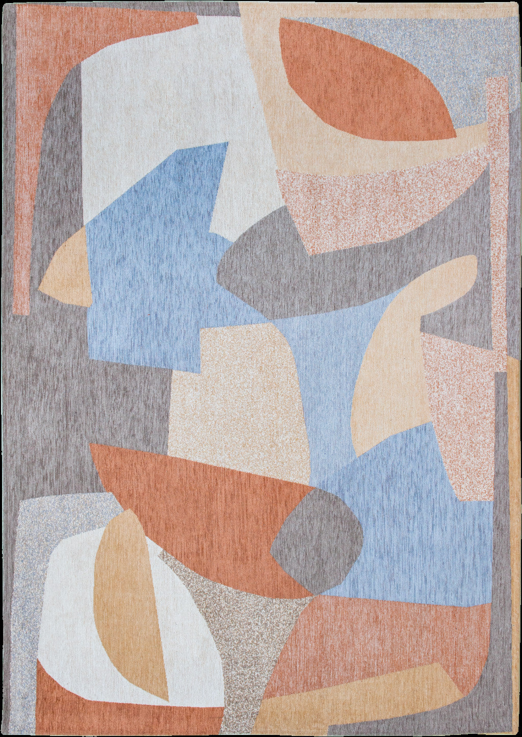 5' X 7' Blue and Gray Abstract Non Skid Area Rug