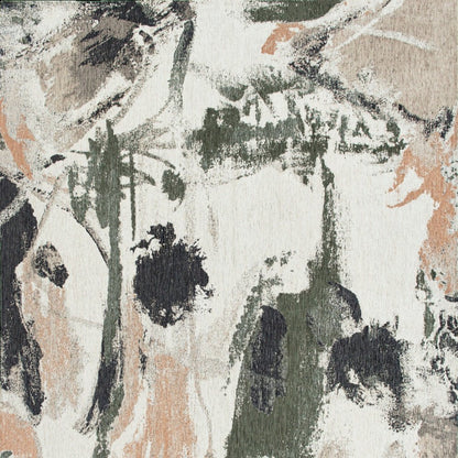 5' X 7' Gray and Orange Abstract Non Skid Area Rug
