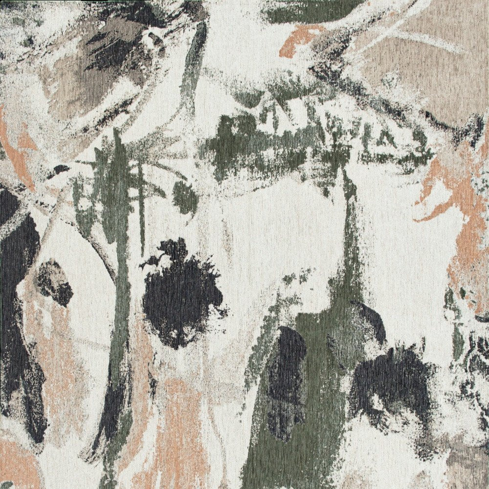 7' X 9' Gray and Orange Abstract Non Skid Area Rug