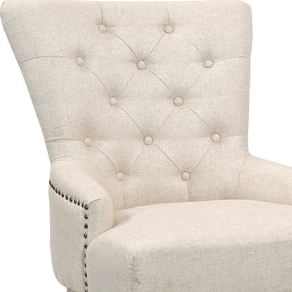 24" Beige Fabric Tufted Arm Chair