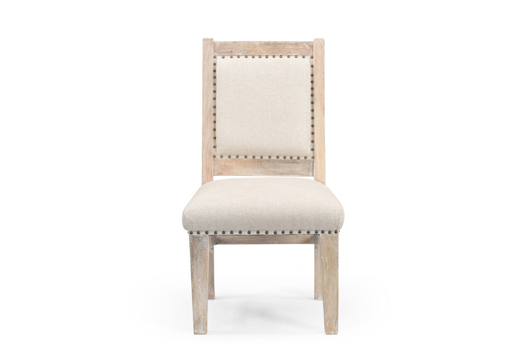 20" Beige And White Side Chair