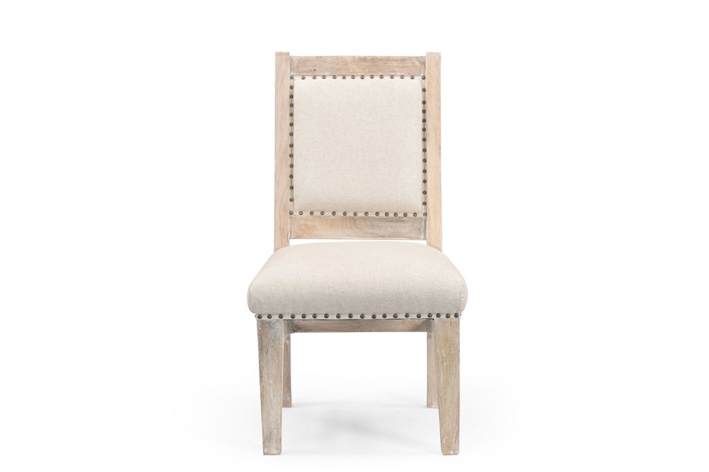 20" Beige And White Side Chair