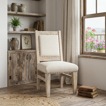 20" Beige And White Side Chair