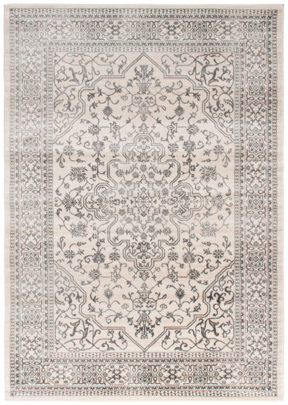 5' X 8' Black and Ivory Oriental Distressed Area Rug