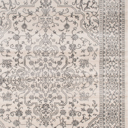 5' X 8' Black and Ivory Oriental Distressed Area Rug