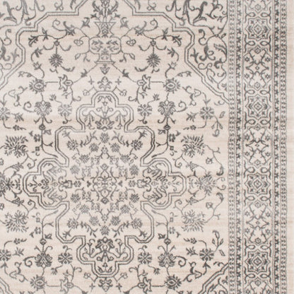5' X 8' Ivory and Gray Oriental Area Rug