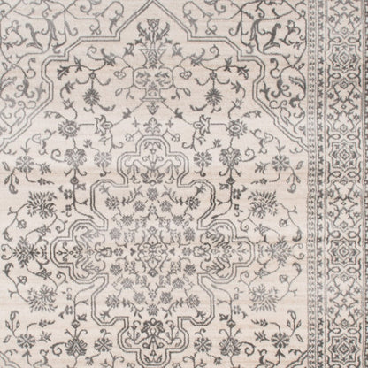 5' X 8' Ivory and Gray Oriental Area Rug