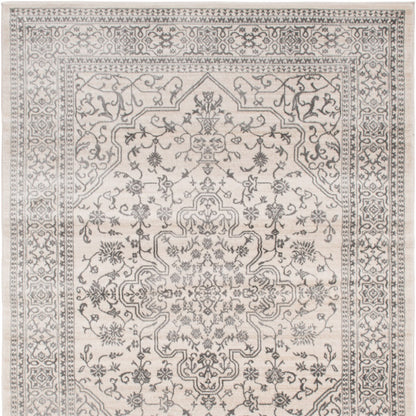 5' X 8' Black and Ivory Oriental Distressed Area Rug