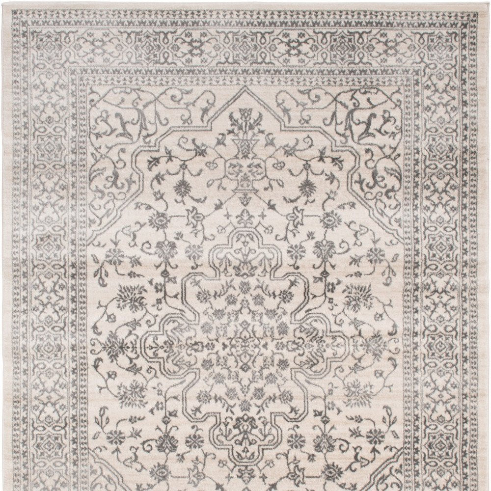 8' X 10' Ivory and Gray Oriental Area Rug