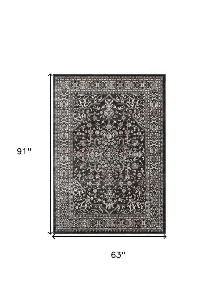 8' X 10' Ivory and Gray Oriental Area Rug