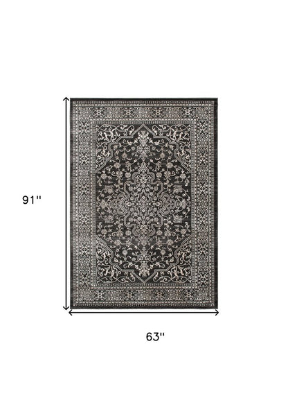 8' X 10' Ivory and Gray Oriental Area Rug