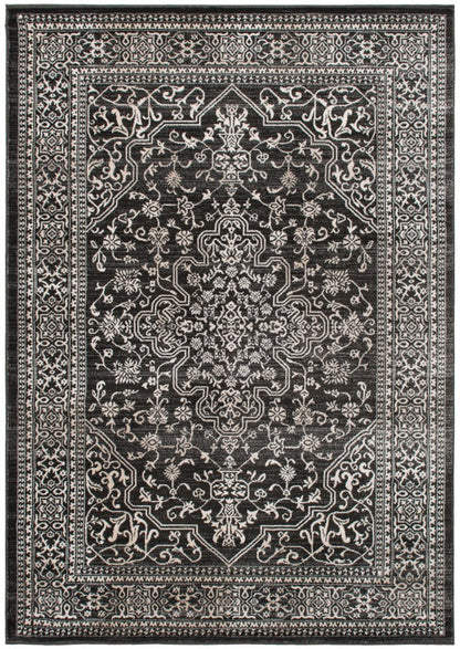 8' X 10' Ivory and Gray Oriental Area Rug