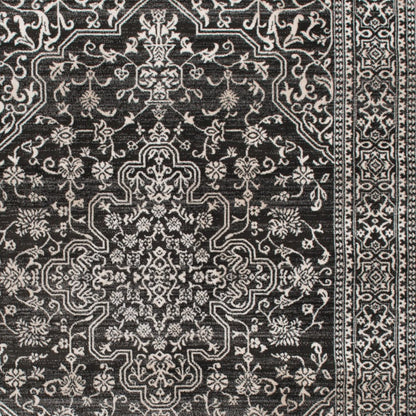 5' X 8' Ivory and Gray Oriental Area Rug