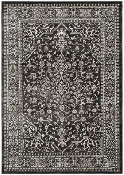 5' X 8' Ivory and Gray Oriental Area Rug