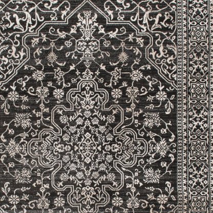 5' X 8' Ivory and Gray Oriental Area Rug