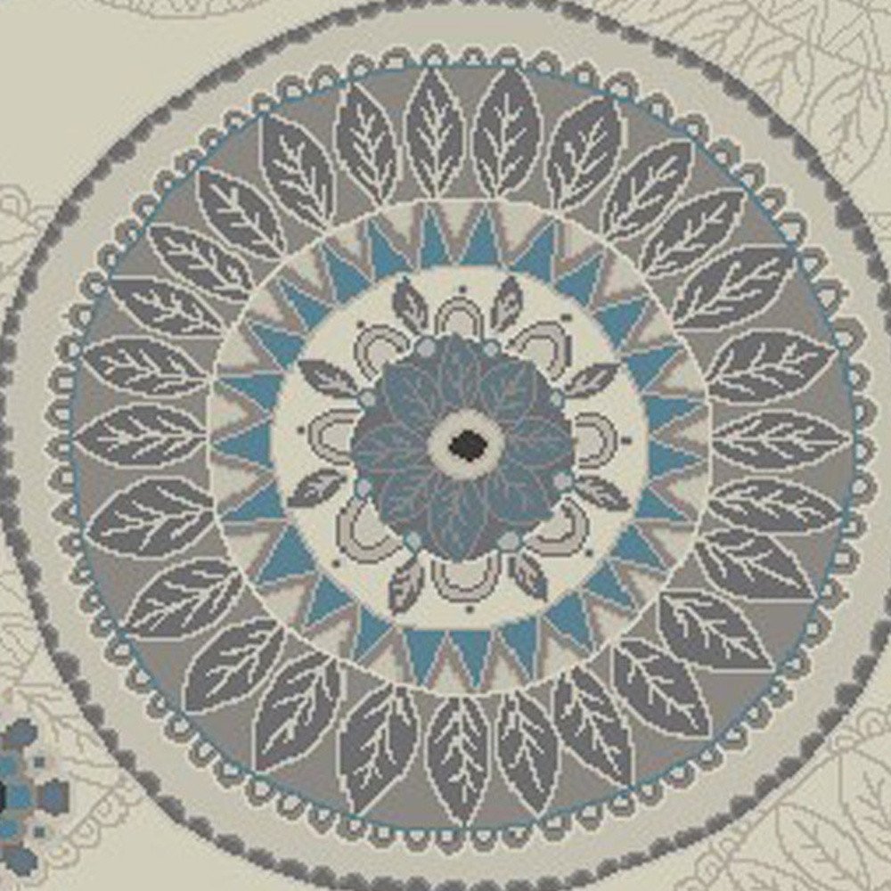 8' X 10' Ivory and Gray Geometric Area Rug