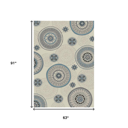 8' X 10' Ivory and Gray Geometric Area Rug