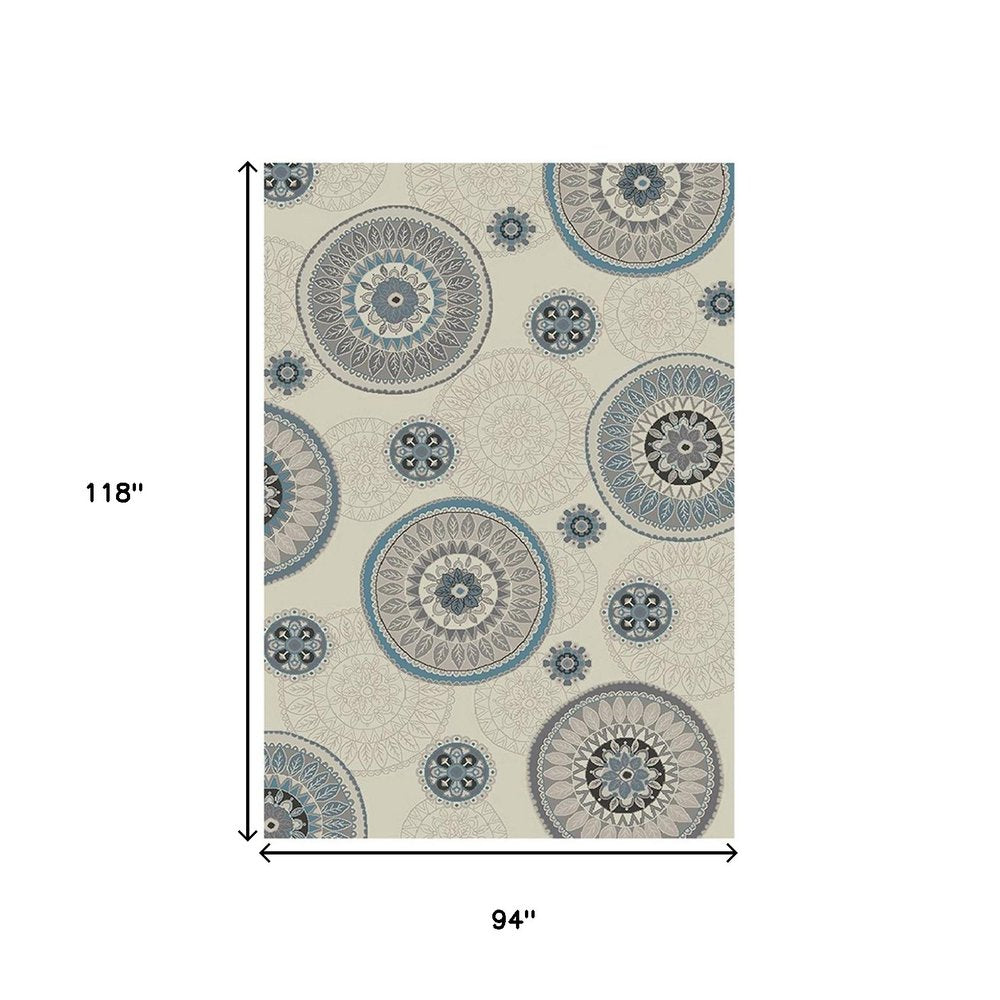 8' X 10' Ivory and Gray Geometric Area Rug
