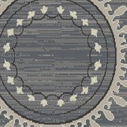 8' X 10' Gray and Ivory Geometric Area Rug