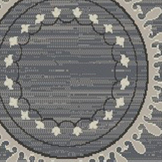 8' X 10' Gray and Ivory Geometric Area Rug