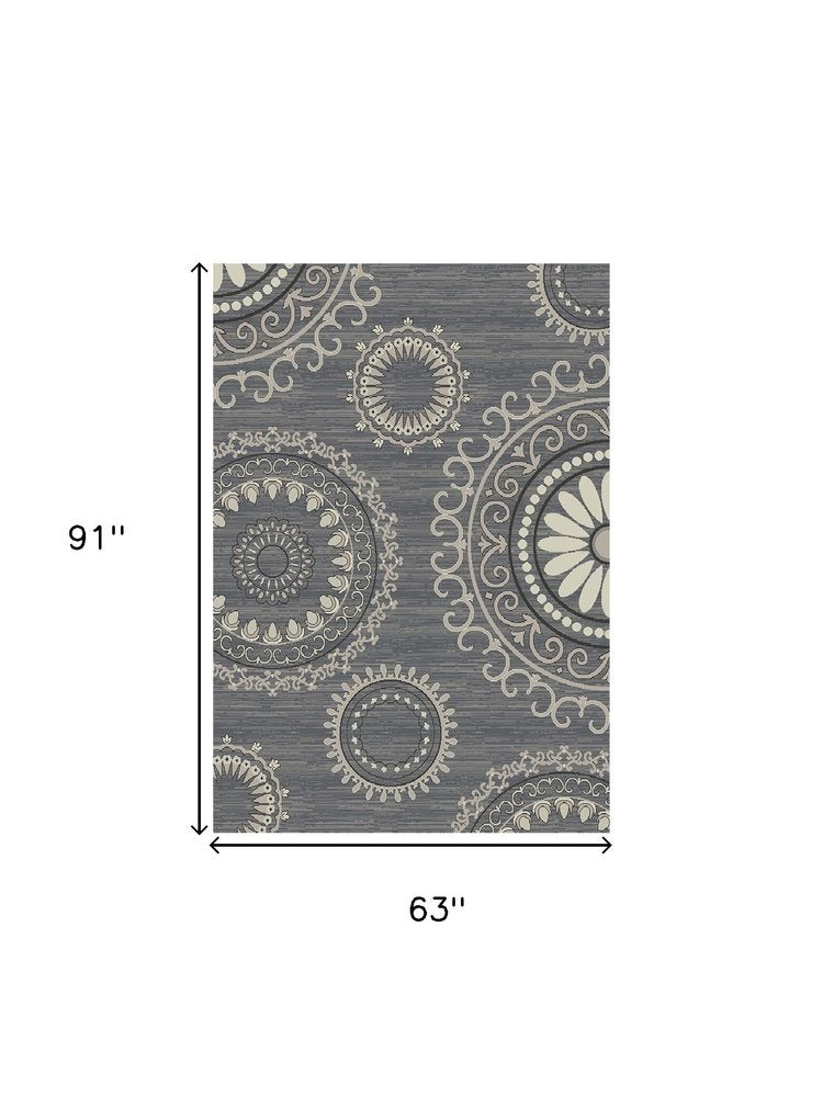 8' X 10' Gray and Ivory Geometric Area Rug