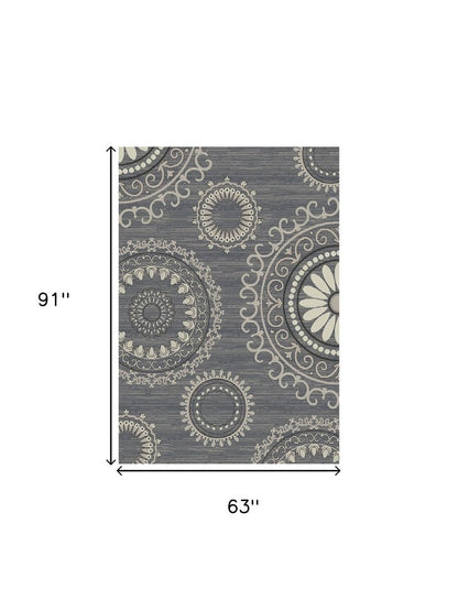 8' X 10' Gray and Ivory Geometric Area Rug