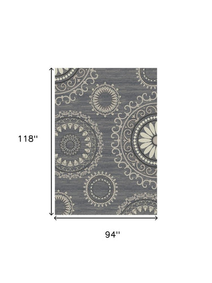 8' X 10' Gray and Ivory Geometric Area Rug