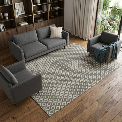 5' X 8' Beige and Gray Geometric Area Rug