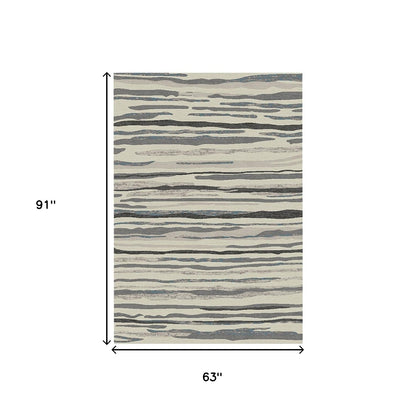 5' X 8' Beige and Gray Abstract Area Rug