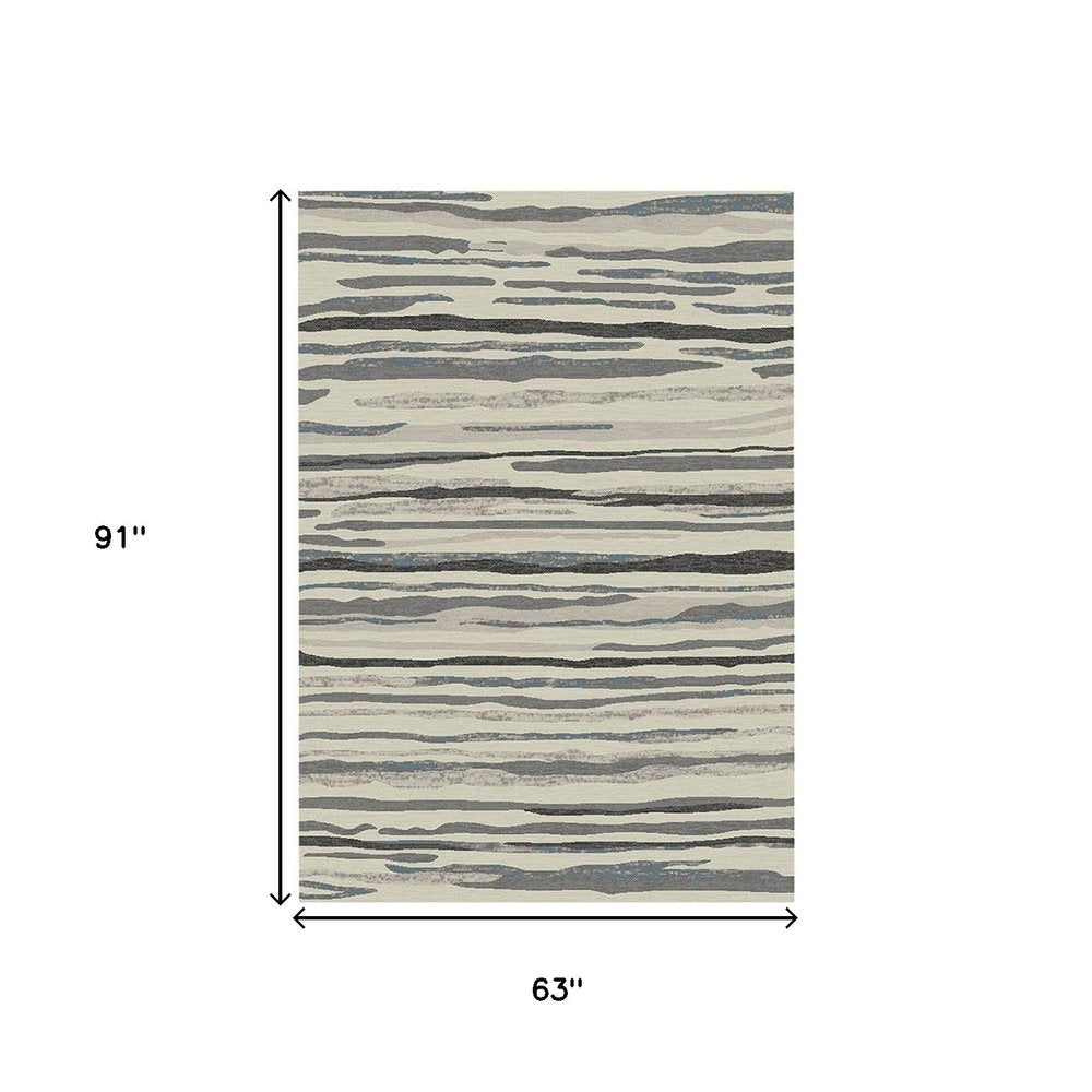 8' X 10' Beige and Gray Abstract Area Rug
