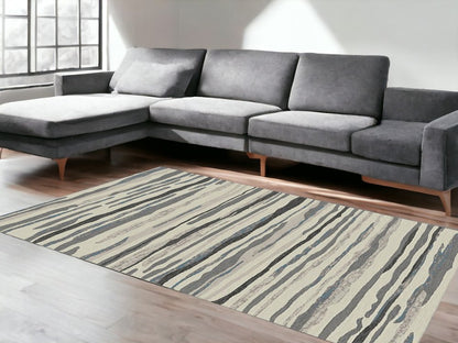 8' X 10' Beige and Gray Abstract Area Rug