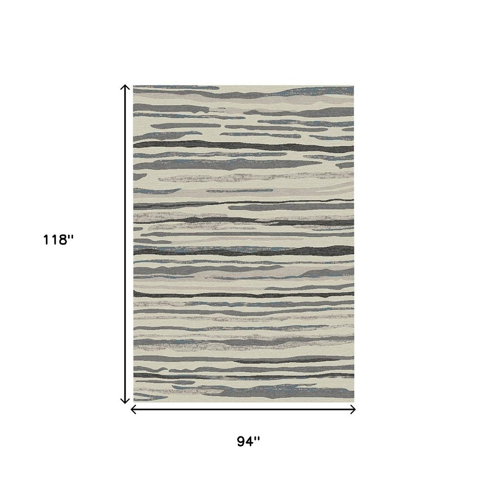 8' X 10' Beige and Gray Abstract Area Rug