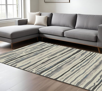 8' X 10' Beige and Gray Abstract Area Rug