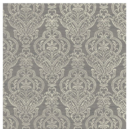 5' X 8' Ivory Blue and Gray Damask Distressed Area Rug